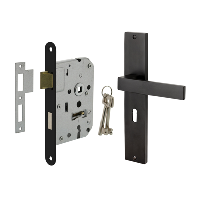 Mooi Deurbeslag Deurbeslag set Lusso met sleutelgat en slot Mooi Deurbeslag Deurbeslag set Lusso met sleutelgat en slot