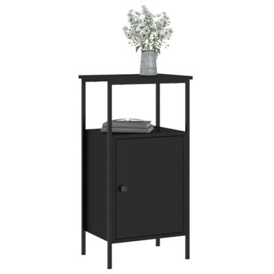 Nachtkastjes 2 st 41x31x80 cm bewerkt hout zwart