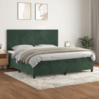 Boxspring met matras fluweel donkergroen 140x190 cm - thumbnail