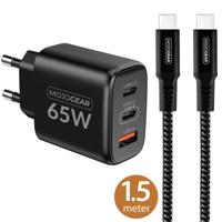 MOJOGEAR CHARGE+ Combo: 65W oplader met USB-C kabel 1,5 meter | Geschikt voor Samsung/iPhone 15/16 - thumbnail