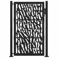 Poort met sporenontwerp 105x155 cm staal zwart - thumbnail