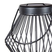 Solar LED Lantaarn Rotan 17 cm - Draadloos op zonne-energie - Grijs - thumbnail