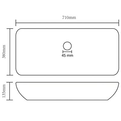 Wastafel rechthoekig 71x38 cm keramiek matroze Wastafel rechthoekig 71x38 cm keramiek matroze