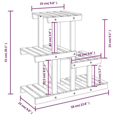 Plantenstandaard 58x25x51 cm massief vurenhout - thumbnail