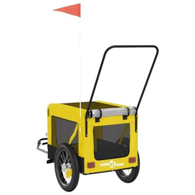 Hondenfietstrailer oxford stof en ijzer geel en zwart - thumbnail
