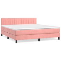 Boxspring met matras fluweel roze 160x200 cm - thumbnail