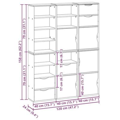 Bijzetkasten 6 st "ODDA" 40x24x79 cm massief grenenhout