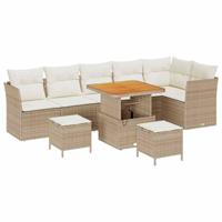 Tuinbankenset 9 pcs Beige poly rattan - thumbnail