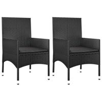 4-delige Loungeset met kussens poly rattan zwart - thumbnail