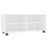 VidaXL Tv-meubel met wieltjes 90x35x35 cm bewerkt hout wit - thumbnail