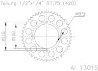 ESJOT Chain wheel 420 51z alu silver - thumbnail