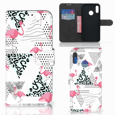 Huawei P Smart 2019 Telefoonhoesje met Pasjes Flamingo Triangle