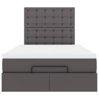 Ottoman bed met matras 120x190 cm kunstleer grijs - thumbnail