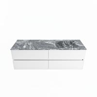 MONDIAZ VICA-DLUX 150cm badmeubel onderkast Talc 4 lades. Inbouw wastafel CLOUD rechts 1 kraangat, kleur Lava. - thumbnail