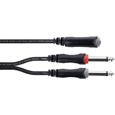 Cordial 14885 Jackplug Audio Y-adapter [1x Jackplug female 6,3 mm (stereo) - 2x Jackplug male 6,3 mm (mono)] 0.30 m Zwart PVC-mantel, Tweelingkabel