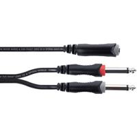 Cordial 14885 Jackplug Audio Y-adapter [1x Jackplug female 6,3 mm (stereo) - 2x Jackplug male 6,3 mm (mono)] 0.30 m Zwart PVC-mantel, Tweelingkabel - thumbnail