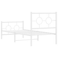 Bedframe met hoofd- en voeteneinde metaal wit 75x190 cm - thumbnail