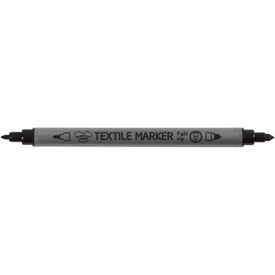 Creativ Company Dubbelzijdige textielstiften - zwart, 6st.