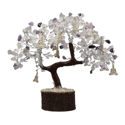 Edelsteenboom Bergkristal & Amethist - De Kracht van Yoga Meditatie -