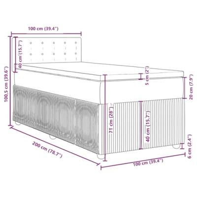 Boxspring met matras fluweel lichtgrijs 100x200 cm
