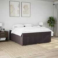 Boxspring met matras stof donkerbruin 200x200 cm - thumbnail