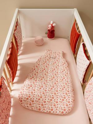 Modulaire bedbumper / veranderbare boxrand HAPPY BOHEME roze, bedrukt