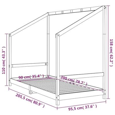 Kinderbedframe 90x200 cm massief grenenhout wit