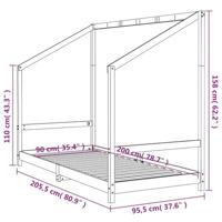Kinderbedframe 90x200 cm massief grenenhout wit - thumbnail