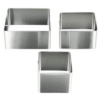 Metaltex Vierkante Kookringen 3 Stuks 6/8/10 cm RVS - thumbnail