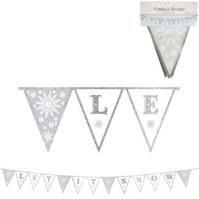 Vlaggenlijn Let it Snow textiel 3 m | 12 stuks