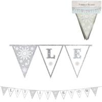 Vlaggenlijn Let it Snow textiel 3 m | 12 stuks - thumbnail
