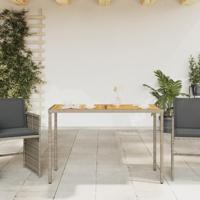 Tuintafel met acaciahouten blad 115x54x74 cm poly rattan grijs - thumbnail