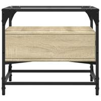 Salontafel met glazen blad 50x50x45 cm sonoma eiken staal - thumbnail