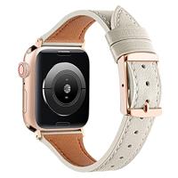 Leren bandje - Room wit - Geschikt voor Apple Watch 38mm / 40mm / 41mm / 42mm - thumbnail
