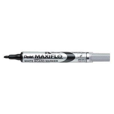 Whiteboardmarker Pentel MWL5S Maxiflo rond 1mm zwart | 12 stuks