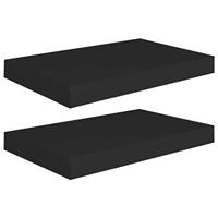VidaXL Wandschappen zwevend 2 st 40x23,5x3,8 cm mdf zwart - thumbnail