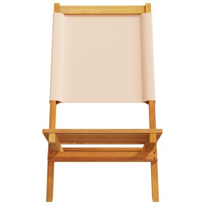 Tuinstoelen 4 st inklapbaar stof en massief hout beige - thumbnail