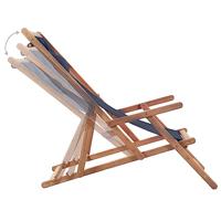 Strandstoel inklapbaar stof en houten frame blauw - thumbnail