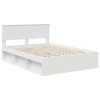 Bedframe met hoofdeinde Wit 135 x 190 cm Massief grenenhout - thumbnail