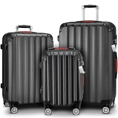 Reiskoffers Zwart 3-delig ABS met gratis accessoires
