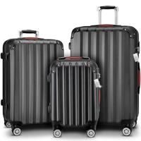 Reiskoffers Zwart 3-delig ABS met gratis accessoires - thumbnail