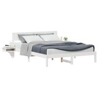 Bedframe met nachttafels Wit 150 x 200 cm Massief grenenhout - thumbnail