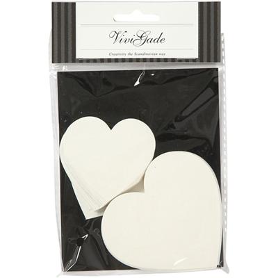 Vivi Gade Harten, afm 6+8,5 cm, 240 gr, wit, 50 stuk/ 1 doos