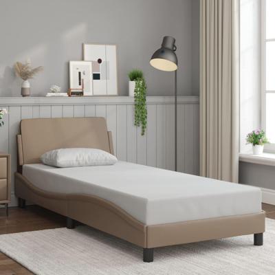 Bedframe met hoofdbord kunstleer cappucinnokleurig 80x200 cm Bedframe met hoofdbord kunstleer cappucinnokleurig 80x200 cm