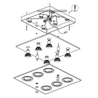 Eglo Led plafondlampCabo Square 6x3w - 3000K - 34cm chroom - 30932 - thumbnail