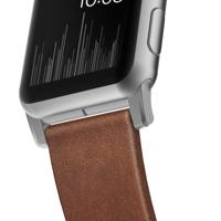 Nomad Modern leather band brown / silver hardware (45-49mm) - Rustic Brown - thumbnail