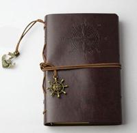 2 PC'S spiraal notebook dagboek Kladblok Vintage piraat ankers PU lederen briefpapier gift reiziger Journal papierformaat: L (koffie) - thumbnail