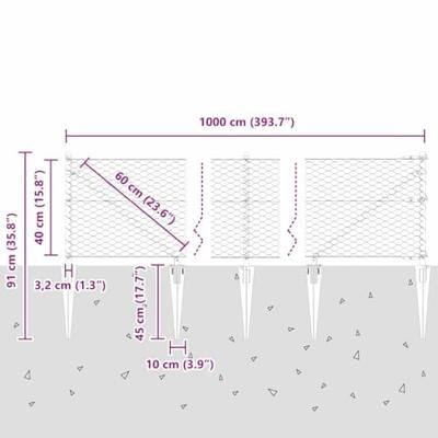 VidaXL Afrasteringspaal zilver 10 x 0,4 m (36 mm gaas) staal VidaXL Afrasteringspaal zilver 10 x 0,4 m (36 mm gaas) staal