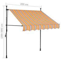 VidaXL Luifel handmatig uitschuifbaar met led 200 cm geel en blauw - thumbnail