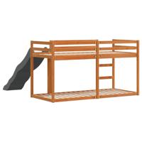 Stapelbed met glijbaan en ladder grenenhout wasbruin 75x190 cm - thumbnail